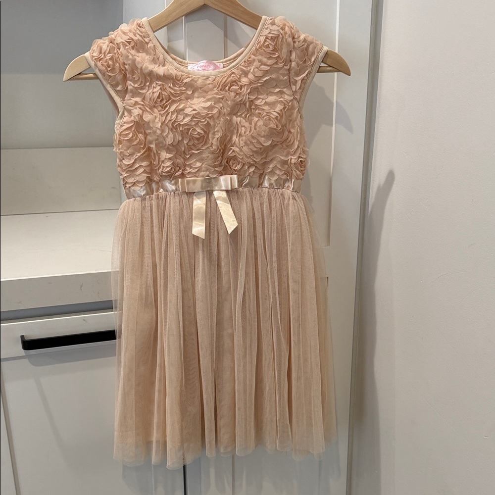 Popatu beige Floral Kids Dress